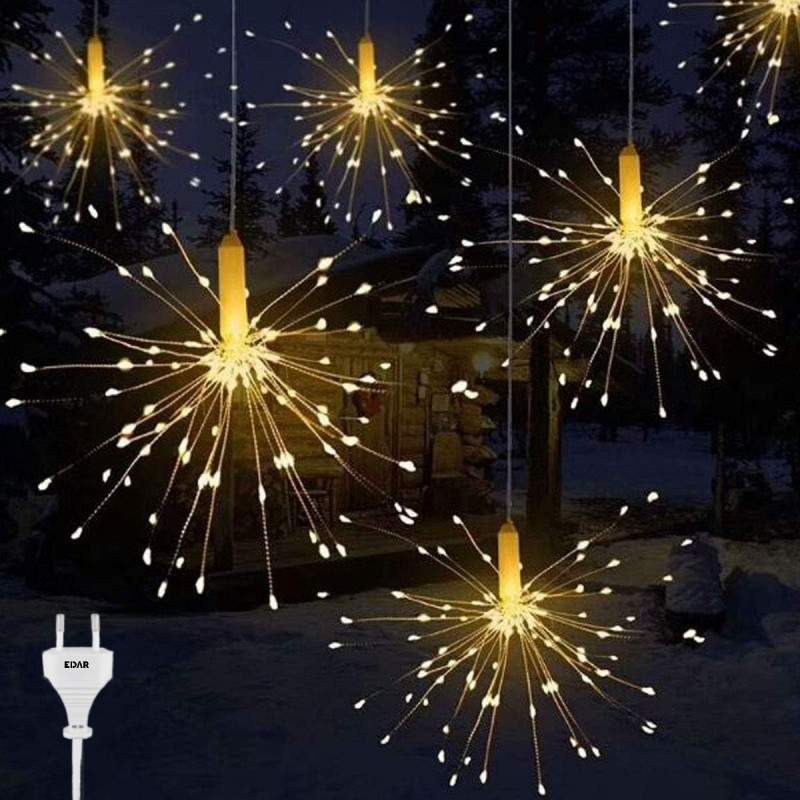 Instalatie Luminoasa EDAR De Exterior/Interior, Model Artificii, 8 Moduri De Lumina, Fir De 7 Metri cu 10 Artificii, Intercon...