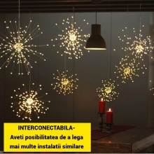 Instalatie Luminoasa EDAR De Exterior/Interior, Model Artificii, 8 Moduri De Lumina, Fir De 7 Metri cu 10 Artificii, Intercon...