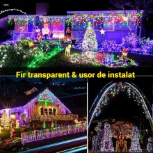 Instalatie De Craciun EDAR Model Turturi, 20 m, 430 Led-uri, Cu 8 Jocuri De Lumini, Franjuri, Pentru Exterior/Interior, Rezis...