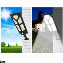 Lampa Stradala Solara Led De Exterior SIKS Cu Panou De Incarcare, Protectie IP65, Unghi de Rotire 180°, 182 Led-uri, Baterie ...
