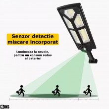 Lampa Stradala Solara Led De Exterior SIKS Cu Panou De Incarcare, Protectie IP65, Unghi de Rotire 180°, 182 Led-uri, Baterie ... Lampa Stradala Solara Led De Exterior SIKS Cu Panou De Incarcare, Protectie IP65, Unghi de Rotire 180°, 182 Led-uri, Baterie ...