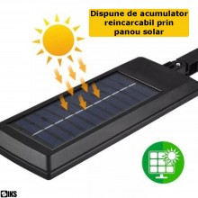 Lampa Stradala Solara Led De Exterior SIKS Cu Panou De Incarcare, Protectie IP65, Unghi de Rotire 180°, 182 Led-uri, Baterie ... Lampa Stradala Solara Led De Exterior SIKS Cu Panou De Incarcare, Protectie IP65, Unghi de Rotire 180°, 182 Led-uri, Baterie ...