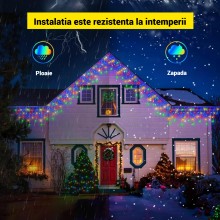 Instalatie De Craciun EDAR Model Turturi, 15 m, 300 Led-uri, Cu 8 Jocuri De Lumini, Franjuri, Pentru Exterior/Interior, Rezis...