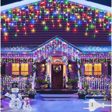 Instalatie De Craciun EDAR Model Turturi, 15 m, 300 Led-uri, Cu 8 Jocuri De Lumini, Franjuri, Pentru Exterior/Interior, Rezis...