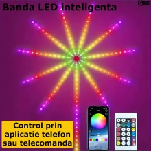 Banda Led Smart SIKS Pentru Perete, Efect Artificii, Decorare Perete Model Fireworks, Control Telefon Prin Wi-fi Si Telecoman... Banda Led Smart SIKS Pentru Perete, Efect Artificii, Decorare Perete Model Fireworks, Control Telefon Prin Wi-fi Si Telecoman...