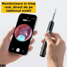 Aparat SIKS Pentru Curatat Urechile De Ceara, Dispozitiv Cu Camera Video, Conectare Wireless La Telefon, Full HD, 1296P, Otos... Aparat SIKS Pentru Curatat Urechile De Ceara, Dispozitiv Cu Camera Video, Conectare Wireless La Telefon, Full HD, 1296P, Otos...