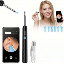 Aparat SIKS Pentru Curatat Urechile De Ceara, Dispozitiv Cu Camera Video, Conectare Wireless La Telefon, Full HD, 1296P, Otos...