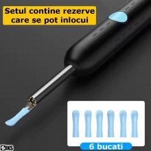 Aparat SIKS Pentru Curatat Urechile De Ceara, Dispozitiv Cu Camera Video, Conectare Wireless La Telefon, Full HD, 1296P, Otos... Aparat SIKS Pentru Curatat Urechile De Ceara, Dispozitiv Cu Camera Video, Conectare Wireless La Telefon, Full HD, 1296P, Otos...