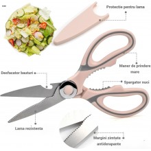 Foarfeca EDAR Multifunctionala pentru Bucatarie, Taiat si Maruntit Alimente, cu Desfacator si Spargator de Nuci, FB1, Roz Foarfeca EDAR Multifunctionala pentru Bucatarie, Taiat si Maruntit Alimente, cu Desfacator si Spargator de Nuci, FB1, Roz