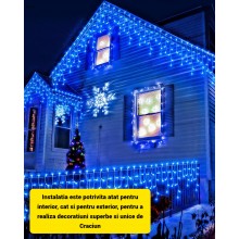 Ghirlanda Luminoasa Tip Franjuri EDAR, Instalatie De Craciun Perdea Pentru Exterior/Interior, 12m, Fir Alb, Lumina Albastra, ... Ghirlanda Luminoasa Tip Franjuri EDAR, Instalatie De Craciun Perdea Pentru Exterior/Interior, 12m, Fir Alb, Lumina Albastra, ...