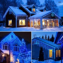 Ghirlanda Luminoasa Tip Franjuri EDAR, Instalatie De Craciun Perdea Pentru Exterior/Interior, 12m, Fir Alb, Lumina Albastra, ... Ghirlanda Luminoasa Tip Franjuri EDAR, Instalatie De Craciun Perdea Pentru Exterior/Interior, 12m, Fir Alb, Lumina Albastra, ...