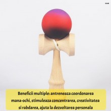 Kendama Profesionala EDAR Din lemn, Model X, Cu Bila Cauciucata Si Aderenta Rubber Grip, 18 cm, Joc de Indemanare si Coordona...