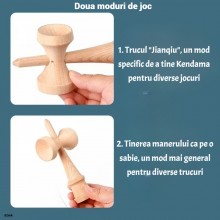 Kendama Profesionala EDAR Din lemn, Model X, Cu Bila Cauciucata Si Aderenta Rubber Grip, 18 cm, Joc de Indemanare si Coordona...