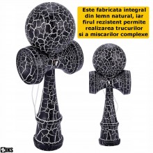 Kendama Profesionala SIKS Din Lemn Pentru Copii Si Adulti, Model Cu Design Lemn Crapat, 18 Cm, Joc de Indemanare, Culoare Neg... Kendama Profesionala SIKS Din Lemn Pentru Copii Si Adulti, Model Cu Design Lemn Crapat, 18 Cm, Joc de Indemanare, Culoare Neg...