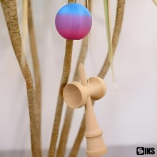 Kendama Profesionala Siks Model X Din Lemn Natural Pentru Copii Si Adulti, Rubber Grip, Bila Cauciucata,18 Cm, Albastru/Mov, Roz