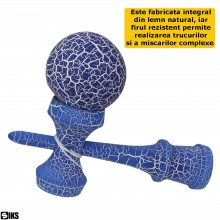 Kendama Profesionala SIKS Din Lemn Pentru Copii Si Adulti, Model Cu Design Lemn Crapat, 18 Cm, Joc de Indemanare, Culoare Alb...