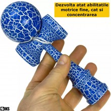 Kendama Profesionala SIKS Din Lemn Pentru Copii Si Adulti, Model Cu Design Lemn Crapat, 18 Cm, Joc de Indemanare, Culoare Alb...