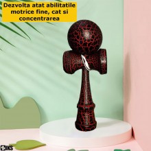 Kendama Profesionala SIKS Din Lemn Pentru Copii Si Adulti, Model Cu Design Lemn Crapat, 18 Cm, Joc de Indemanare, Culoare Neg... Kendama Profesionala SIKS Din Lemn Pentru Copii Si Adulti, Model Cu Design Lemn Crapat, 18 Cm, Joc de Indemanare, Culoare Neg...