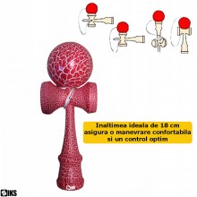 Kendama Profesionala SIKS Din Lemn Pentru Copii Si Adulti, Model Cu Design Lemn Crapat, 18 Cm, Joc de Indemanare, Culoare Ros... Kendama Profesionala SIKS Din Lemn Pentru Copii Si Adulti, Model Cu Design Lemn Crapat, 18 Cm, Joc de Indemanare, Culoare Ros...