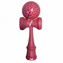 Kendama Profesionala SIKS Din Lemn Pentru Copii Si Adulti, Model Cu Design Lemn Crapat, 18 Cm, Joc de Indemanare, Culoare Ros...