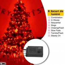 Instalatie De Craciun SIKS, Liniara 24 M, 300 LED-uri, Cu 8 Jocuri De Lumini, Pentru Interior Sau Spatii Exterioare Acoperite...