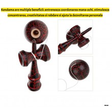 Kendama Profesionala EDAR Din lemn, 18 cm, Joc de Indemanare si Coordonare Pentru Copii Si Adulti, Design Atractiv cu Model d...