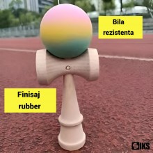Kendama Profesionala SIKS Pentru Copii Si Adulti – Din Lemn Cu Bila Cauciucata Si Grip Antialunecare, Design Roz/Galben/Albas...