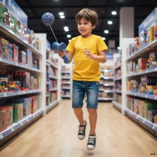Kendama Profesionala EDAR Din lemn, 18 cm, Joc de Indemanare si Coordonare Pentru Copii Si Adulti, Design Atractiv cu Model d...