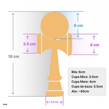 Kendama Profesionala EDAR Din lemn, 18 cm, Joc de Indemanare si Coordonare Pentru Copii Si Adulti, Design Atractiv cu Model d...