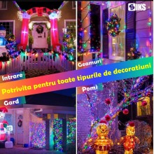 Instalatie De Craciun Liniara SIKS Pentru Interior/Exterior, Rola 100m, 8 Jocuri De Lumini, Multicolor