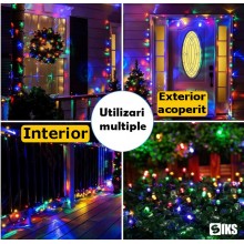 Instalatie De Craciun Liniara SIKS Pentru Interior/Exterior, Rola 50m, 8 Jocuri De Lumini, Multicolor