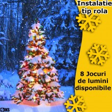 Instalatie De Craciun Liniara SIKS, Pentru Interior/Exterior, Rola 30 m, Jocuri De Lumini, Multicolor, Fir Negru, Incarcare S...
