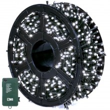 Instalatie De Craciun Liniara SIKS, Interior/Exterior, Rola 30m, 8 Jocuri De Lumini, Alb Rece, Fir Negru