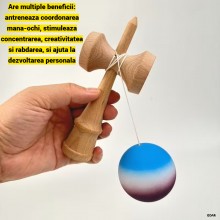 Kendama Profesionala EDAR Din lemn, Model X, Cu Bila Cauciucata Si Aderenta Rubber Grip, 18 cm, Joc de Indemanare si Coordona...