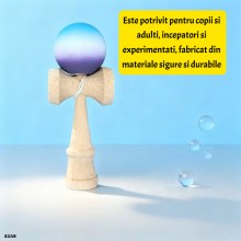 Kendama Profesionala EDAR Din lemn, Model X, Cu Bila Cauciucata Si Aderenta Rubber Grip, 18 cm, Joc de Indemanare si Coordona...
