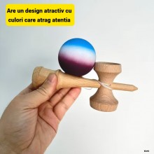 Kendama Profesionala EDAR Din lemn, Model X, Cu Bila Cauciucata Si Aderenta Rubber Grip, 18 cm, Joc de Indemanare si Coordona...