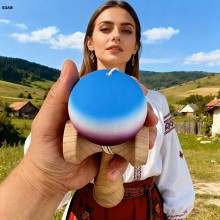 Kendama Profesionala EDAR Din lemn, Model X, Cu Bila Cauciucata Si Aderenta Rubber Grip, 18 cm, Joc de Indemanare si Coordona...