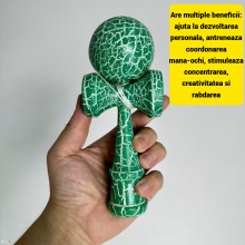 Kendama Profesionala EDAR Din lemn, 18 cm, Joc de Indemanare si Coordonare Pentru Copii Si Adulti, Design Atractiv cu Model d...