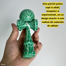 Kendama Profesionala EDAR Din lemn, 18 cm, Joc de Indemanare si Coordonare Pentru Copii Si Adulti, Design Atractiv cu Model d...