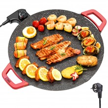 Plita Japoneza Rotunda Electrica SIKS Cu Manere Detasabile Si Alimentare La Priza, Wok, 30 cm, Antiaderenta, Gatire Fara Ulei...