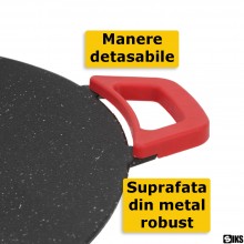 Plita Japoneza Rotunda Electrica SIKS Cu Manere Detasabile Si Alimentare La Priza, Wok, 30 cm, Antiaderenta, Gatire Fara Ulei... Plita Japoneza Rotunda Electrica SIKS Cu Manere Detasabile Si Alimentare La Priza, Wok, 30 cm, Antiaderenta, Gatire Fara Ulei...