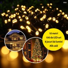 Instalatie Liniara Solara de Craciun EDAR, 10 m, 100 LED-uri Alb Cald, 8 Jocuri de Lumini, Fir Verde Inchis, Pentru Exterior,... Instalatie Liniara Solara de Craciun EDAR, 10 m, 100 LED-uri Alb Cald, 8 Jocuri de Lumini, Fir Verde Inchis, Pentru Exterior,...