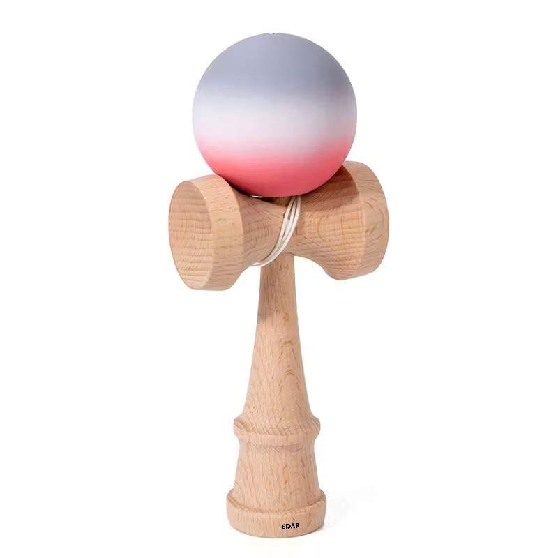Kendama Profesionala EDAR Din lemn, Model X, Cu Bila Cauciucata Si Aderenta Rubber Grip, 18 cm, Joc de Indemanare si Coordona...