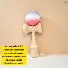Kendama Profesionala EDAR Din lemn, Model X, Cu Bila Cauciucata Si Aderenta Rubber Grip, 18 cm, Joc de Indemanare si Coordona...