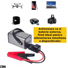 Starter Baterie Auto 12V SIKS, Portabil, Multifunctional, 18000mAh, Jump Starter Booster, Baterie Externa, Usb, Lanterna Led ... Starter Baterie Auto 12V SIKS, Portabil, Multifunctional, 18000mAh, Jump Starter Booster, Baterie Externa, Usb, Lanterna Led ...