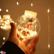 Instalatie De Craciun SIKS, Tip Perdea De Lumini, 5 Globuri Luminoase Si 5 Inele Cu Led, Cu Diferite Figurine Pentru Craciun,...