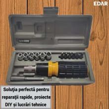 Trusa Surubelnita EDAR Cu Biti Si Capete Hexagonale, 15 Piese – Negru/Galben, Set Complet Pentru Bricolaj Si Reparatii Trusa Surubelnita EDAR Cu Biti Si Capete Hexagonale, 15 Piese – Negru/Galben, Set Complet Pentru Bricolaj Si Reparatii