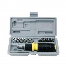 Trusa Surubelnita EDAR Cu Biti Si Capete Hexagonale, 15 Piese – Negru/Galben, Set Complet Pentru Bricolaj Si Reparatii