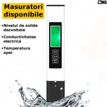 Tester Digital SIKS Pentru Verificat Calitatea Apei, Display LED, masurare TDS/ EC/ °C/ °F, Potrivit Pentru Verificare Apei P...