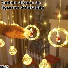Instalatie De Craciun EDAR, Perdea Luminoasa Cu 5 Globuri Luminoase Si 5 Inele, Figurine Pentru Craciun Detasabile, Intercone... Instalatie De Craciun EDAR, Perdea Luminoasa Cu 5 Globuri Luminoase Si 5 Inele, Figurine Pentru Craciun Detasabile, Intercone...